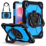 For Huawei Matepad SE 11 2024 Contrast Color Robot Silicone Hybrid PC Tablet Case(Black Blue)