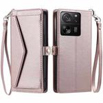 For Xiaomi 13T / 13T Pro Wallet Multi-card Slot Leather Phone Case with Lanyard(Rose Gold)