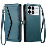 For Xiaomi Poco F6 Pro Wallet Multi-card Slot Leather Phone Case with Lanyard(Green)