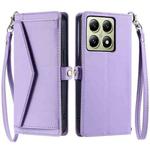 For Xiaomi 14T Wallet Multi-card Slot Leather Phone Case with Lanyard(Purple)