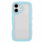 For iPhone 16 Plus Candy Color Wave TPU Clear PC Phone Case(Blue)