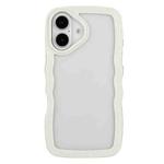 For iPhone 16 Candy Color Wave TPU Clear PC Phone Case(White)