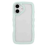 For iPhone 16 Candy Color Wave TPU Clear PC Phone Case(Green)