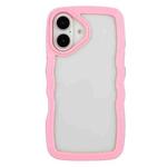 For iPhone 16 Candy Color Wave TPU Clear PC Phone Case(Pink)