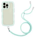 For iPhone 16 Pro Max Candy Color Wave TPU Clear PC Phone Case with Lanyard(Green)