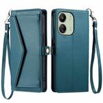 For Redmi 13C 4G / 5G Wallet Multi-card Slot Leather Phone Case with Lanyard(Green)