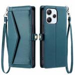 For Redmi 12 5G / 12 4G Wallet Multi-card Slot Leather Phone Case with Lanyard(Green)