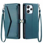 For Redmi Note 12R Wallet Multi-card Slot Leather Phone Case with Lanyard(Green)