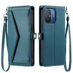 For Redmi 11A 4G Global Wallet Multi-card Slot Leather Phone Case with Lanyard(Green)