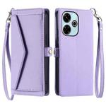 For Redmi 13 4G Wallet Multi-card Slot Leather Phone Case with Lanyard(Purple)