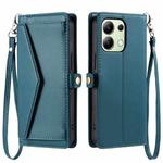 For Redmi Note 13 4G Global Wallet Multi-card Slot Leather Phone Case with Lanyard(Green)