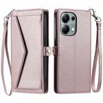 For Redmi Note 13 Pro 4G Global Wallet Multi-card Slot Leather Phone Case with Lanyard(Rose Gold)