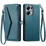 For Redmi Note 13 Pro 4G Global Wallet Multi-card Slot Leather Phone Case with Lanyard(Green)