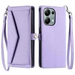 For Redmi Note 13 Pro 4G Global Wallet Multi-card Slot Leather Phone Case with Lanyard(Purple)