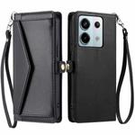 For Redmi Note 13 Pro 5G Global Wallet Multi-card Slot Leather Phone Case with Lanyard(Black)