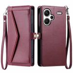 For Redmi Note 13 Pro+ 5G Global Wallet Multi-card Slot Leather Phone Case with Lanyard(Wine Red)