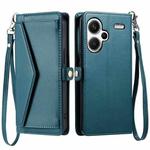 For Redmi Note 13 Pro+ 5G Global Wallet Multi-card Slot Leather Phone Case with Lanyard(Green)