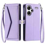 For Redmi Note 13 Pro+ 5G Global Wallet Multi-card Slot Leather Phone Case with Lanyard(Purple)