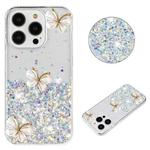 For iPhone 16 Pro Max Luminous Starry Sky Glitter Butterfly TPU Phone Case(White)