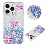 For iPhone 16 Pro Max Luminous Starry Sky Glitter Butterfly TPU Phone Case(Purple)