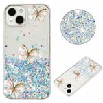 For iPhone 14 Plus Luminous Starry Sky Glitter Butterfly TPU Phone Case(White)