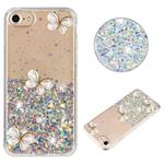 For iPhone 7 / 8 / SE 2022 Luminous Starry Sky Glitter Butterfly TPU Phone Case(White)