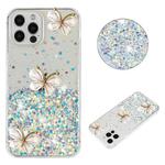 For iPhone 12 / 12 Pro Luminous Starry Sky Glitter Butterfly TPU Phone Case(White)