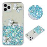 For iPhone 11 Pro Max Luminous Starry Sky Glitter Butterfly TPU Phone Case(Blue)