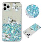 For iPhone 11 Pro Luminous Starry Sky Glitter Butterfly TPU Phone Case(Blue)