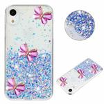 For iPhone XR Luminous Starry Sky Glitter Butterfly TPU Phone Case(Purple)