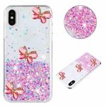 For iPhone XS Max Luminous Starry Sky Glitter Butterfly TPU Phone Case(Pink)