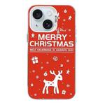 For iPhone 15 Plus Christmas Series PC Full Coverage Pattern Phone Case(CW045 White)