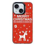 For iPhone 15 Plus Christmas Series PC Full Coverage Pattern Phone Case(CK045 Black)