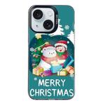 For iPhone 15 Plus Christmas Series PC Full Coverage Pattern Phone Case(CK048 Black)