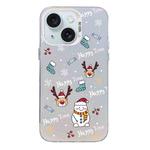 For iPhone 15 Plus Christmas Series PC Full Coverage Pattern Phone Case(CW041 White)