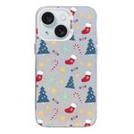 For iPhone 15 Christmas Series PC Full Coverage Pattern Phone Case(CW036 White)