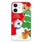 For iPhone 12 Christmas Series PC Full Coverage Pattern Phone Case(CW033 White)