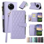 For Xiaomi Poco X3 NFC Rhombic Zipper Wallet Leather Phone Case(Purple)