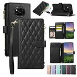 For Xiaomi Poco X3 NFC Rhombic Zipper Wallet Leather Phone Case(Black)