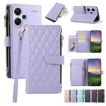 For Redmi Note 13 Pro+ 4G / 5G Rhombic Zipper Wallet Leather Phone Case(Purple)