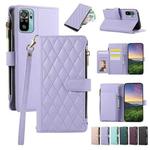 For Redmi Note 10 / 10S Rhombic Zipper Wallet Leather Phone Case(Purple)