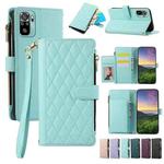 For Redmi Note 10 / 10S Rhombic Zipper Wallet Leather Phone Case(Cyan)