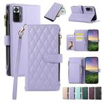 For Redmi Note 10 Pro /10 Pro Max Rhombic Zipper Wallet Leather Phone Case(Purple)