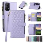 For Redmi Note 11 Pro 4G Rhombic Zipper Wallet Leather Phone Case(Purple)