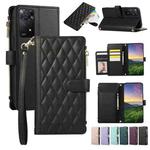 For Redmi Note 11 Pro 4G Rhombic Zipper Wallet Leather Phone Case(Black)