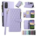 For Redmi Note 11S Global Rhombic Zipper Wallet Leather Phone Case(Purple)