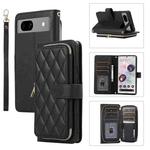 For Google Pixel 7a Rhombic Full Zipper Wallet Leather Phone Case(Black)