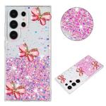 For Samsung Galaxy S23 Ultra 5G Luminous Starry Sky Glitter Butterfly TPU Phone Case(Pink)