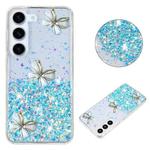 For Samsung Galaxy S23 5G Luminous Starry Sky Glitter Butterfly TPU Phone Case(Blue)