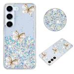 For Samsung Galaxy S23 5G Luminous Starry Sky Glitter Butterfly TPU Phone Case(White)